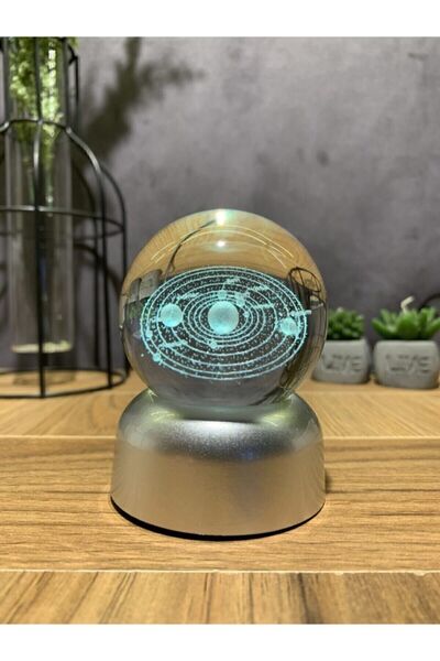 Genel Markalar Güneş Sistemi Tasarımlı Işıklı Cam Küre Merkür, Venüs, Dünya, Mars, Jüpiter, Satürn, Uranüs , Neptün