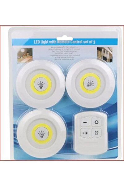 Parmeva Uzaktan Kumandalı Yapışkanlı 3'lü Led Spot Lamba