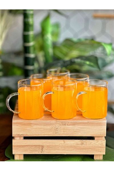 Keyfi Sepet 200 ml Borosilicate Heat Resistant Thermal Glass Mug - 6 Pieces