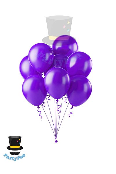 PartyPoo Metallic Colored Purple 10-Piece Balloon Set