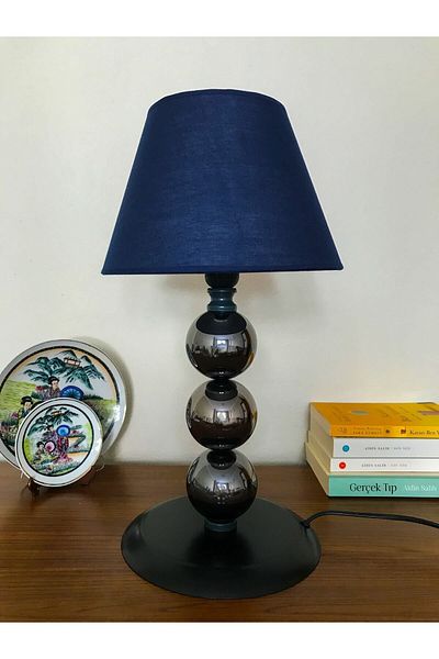 asellus Munis Series 3 Ball Exclusive Smoked Coated Lampshade Table Lamp, Decoration, Fabric Head