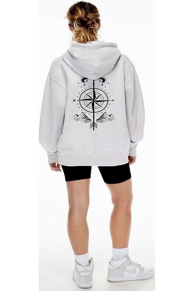 LAURELS Ζακέτα φούτερ με κουκούλα 3 κλωστών Unisex Compass με φερμουάρ