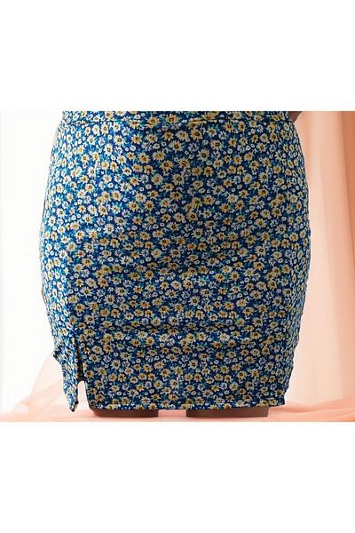 Lion Collection Large Size Patterned - Skirt Look Skirt with Shorts