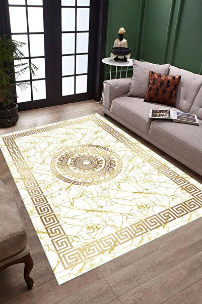 KRAL HOME Dijital Baskı Dört Mevsim Kaymaz Deri PVC Taban Yıkanabilir Yolluk ...
