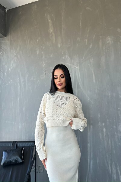 kamacibutik Διπλό πλεκτό ζιβάγκο με πλεκτή λεπτομέρεια - Τυπικό μέγεθος S/M/L/XL