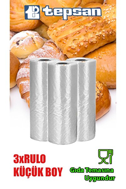 Tepsan Buzdolabı Sebze Hamur Bakliyat Küçük Boy Rulo Poşet Şeffaf Hışır Hdpe- 200 Adet X 3 Rulo
