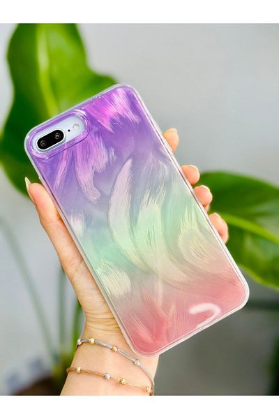 Go Aksesuar حافظة سيليكون بنمط انتقالي ملون متوافق مع هاتف Iphone 7 Plus و8 Plus
