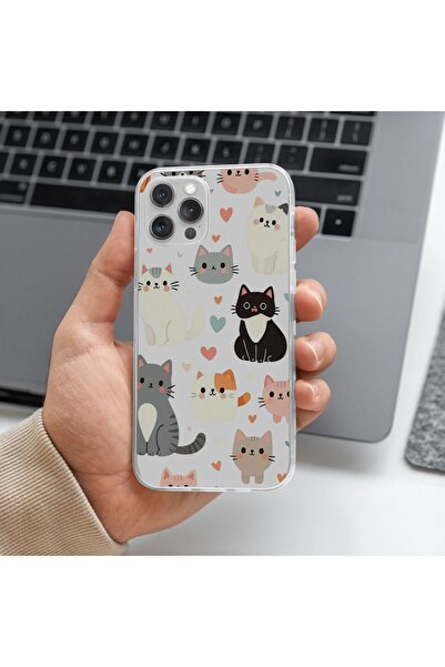 SHOWLIGHT İphone 16 Pro Max Uyumlu Sevimli Kedi Tasarımlı Premium Şeffaf Tele...