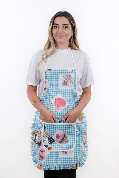 sevilya Jarse Frilly Sıvı Geçirmez Su Geçirmez Mutfak Önlüğü