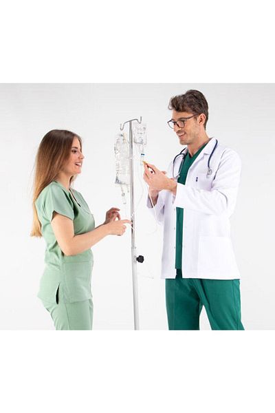 Uçak Medikal Jachetă albă lungime, mânecă lungă, guler clasic, haină doctor
