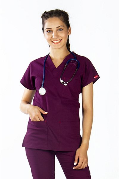 Uçak Medikal Plum U-flex Lycra Single Top