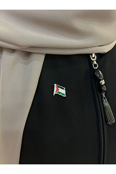 hicazavm Renkli Filistin Bayrağı Tasarımlı Gümüş Renk Metal Yaka Rozeti