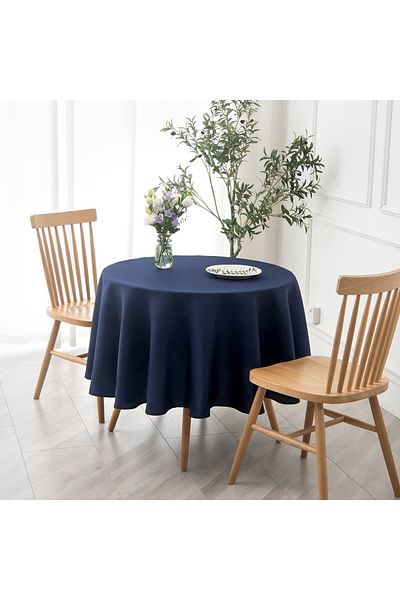Zeren Home Față de masă rotundă, fără coturi, rezistentă la lichide, bleumarin
