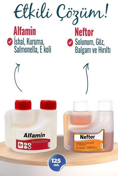 Munich Vet 2'Lİ Set Kuşlar için Neftor Hırıltı + Alfamin Kuruma Seti [125ML]