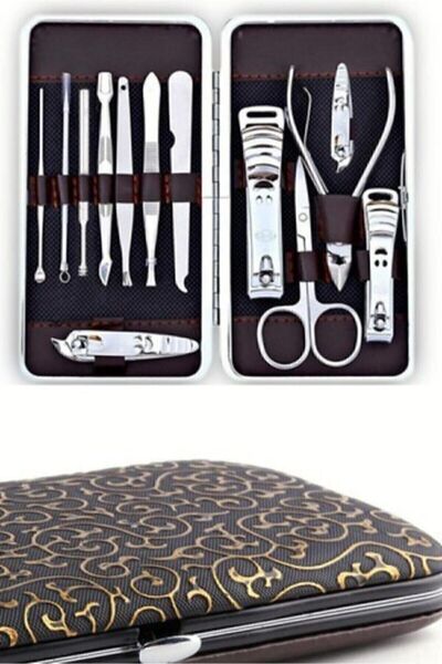 Gomax 13 Pieces Manicure Pedicure Set with Bag Care Hand Foot Nail Clipper Rasp Tweezer Pliers Acne Needle