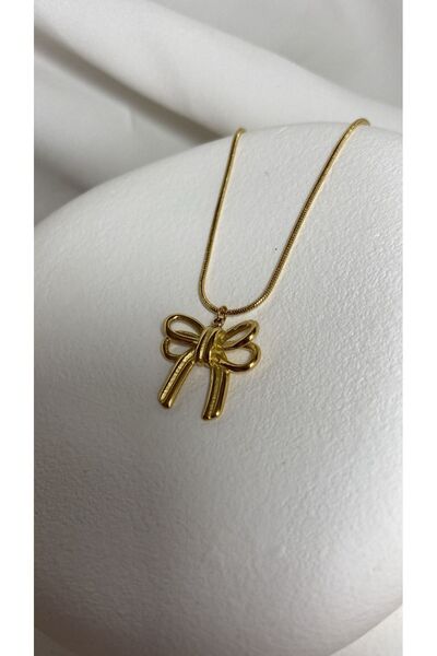 Axuu Collection Fiyonklu Kolye Çelik Kolye Kurdeleli Kolye Fiyonk Kolye 316l Çelik Kolye Sevgiliye Hediye