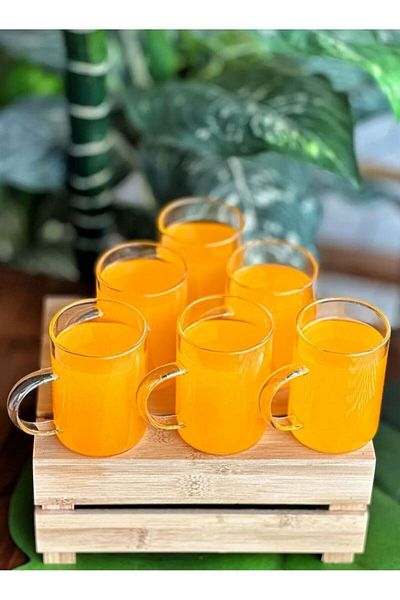 Keyfi Sepet 200 ml Borosilicate Heat Resistant Thermal Glass Mug - 6 Pieces