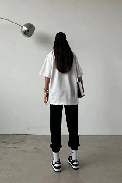 AY MONTANA Γυναικείο μπλουζάκι με στάμπα με καρδιά πεταλούδα - Jogger T-Shirt Crew Neck Bottom Top Σετ φούτερ