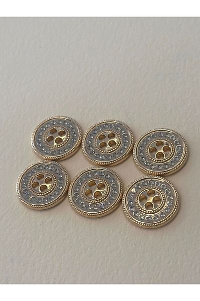 ODDA TASARIM ATÖLYESİ Gold 4 Holes 28 Sizes Single Row Crystal Jewelled Button Set