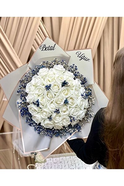 Dizayn Beyaz Kadife Gül Buketi - Söz , isteme buketi