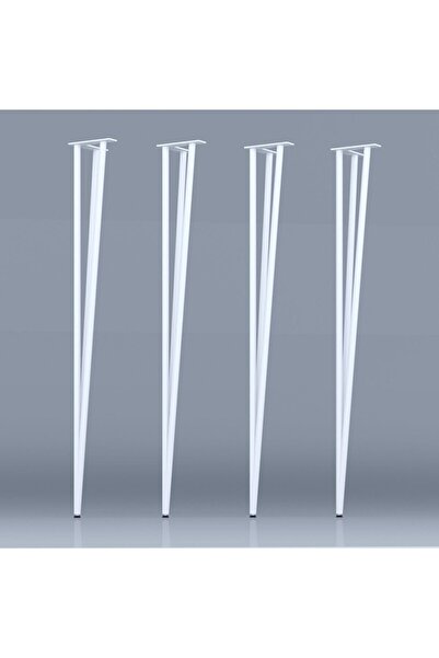 LEFİEV أرجل طاولة معدنية من ليفي هوم 4 قطع لون أبيض - أرجل طاولة - مقاس فردي