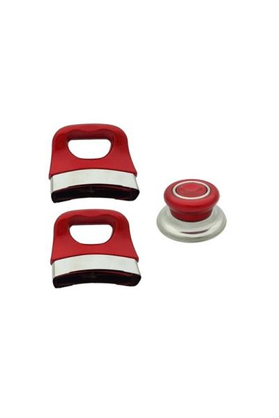 Gökay sürmene Set of 3 Red Pots and Handles - Pan Handle