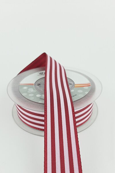 Limelia Panglică din tafta cu dungi burgundy 20 m