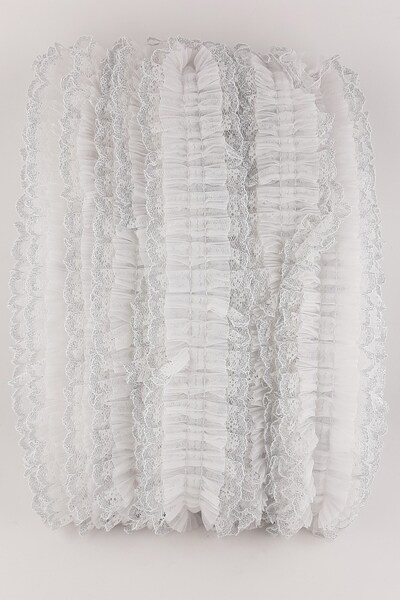 Limelia Volane cu pliuri din dantelă cu sclipici alb