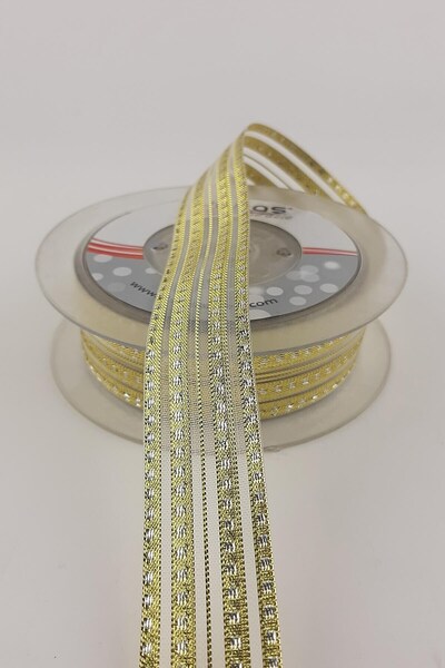 Limelia Κίτρινη Ασημί Φανταστική Κορδέλα Σιφόν 25 μέτρα