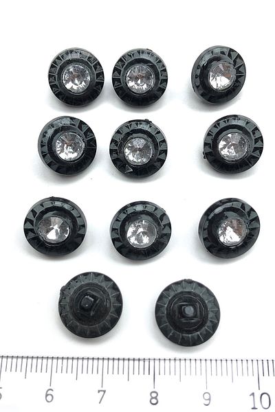 Limelia Black Plastic Button with Stone Detail