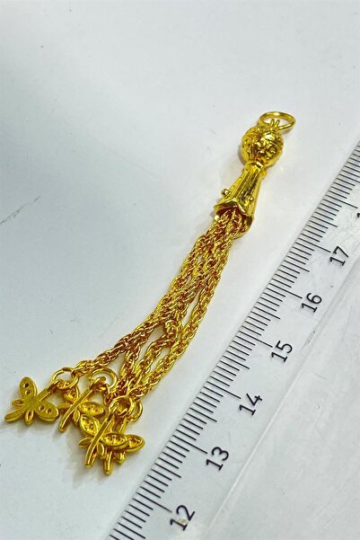 Limelia Gold Renk Zincir Püsküllü Tesbih İmamesi