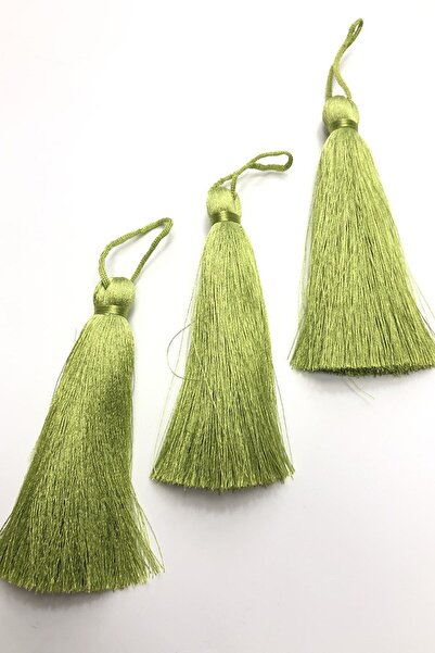 Limelia Panglică verde fistic cu ciucuri simplu 10 cm (1 bucată)