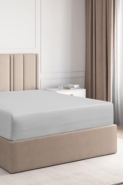 MODA HOME Еластична бавовняна простирадло з начісуванням сіра Littlekingsize