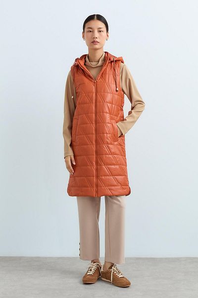 Nihan Orange Quilted Vest - Adjustable Back