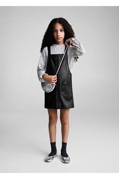 MANGO Kids Gilet φόρεμα με τεχνητό δέρμα