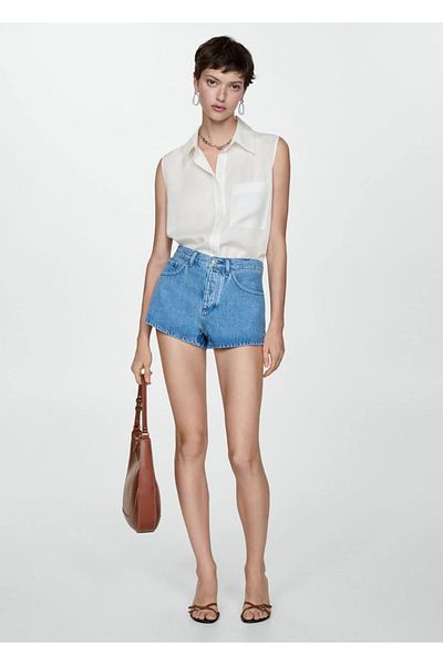 MANGO Woman Ärmelloses Lyocell-Shirt