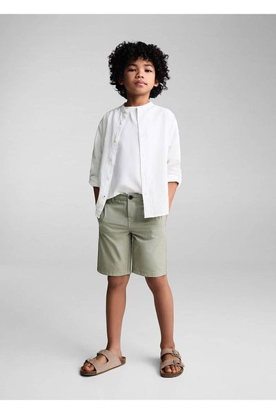 MANGO Kids Lněná košile s Mao límečkem běžného střihu