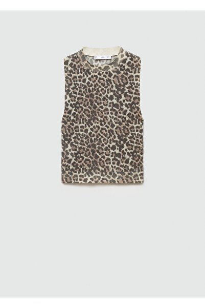 MANGO Woman Halenka z úpletu s leopardím vzorem