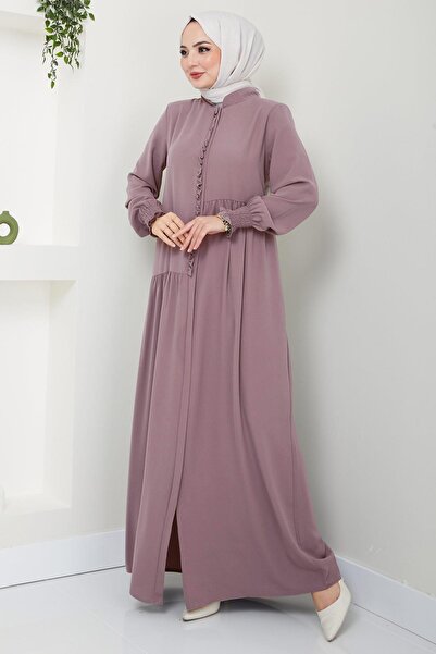 hafsamina Asymmetric Cut Ferace Powder with Frill on the Front HM2378