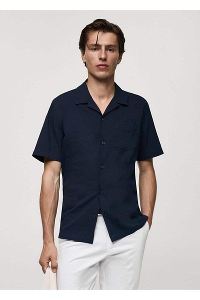 MANGO Man Košile Regular Fit ze 100% bavlny Seersucker