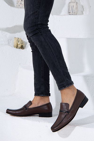 Dilimler Ayakkabı Δερμάτινα ανδρικά κλασικά παπούτσια Glase Leather Trock Brown