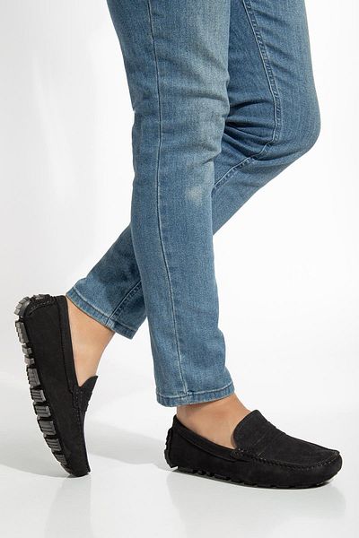 Dilimler Ayakkabı Black Men's Loafer - Genuine Leather and Nubuck Rok College Model
