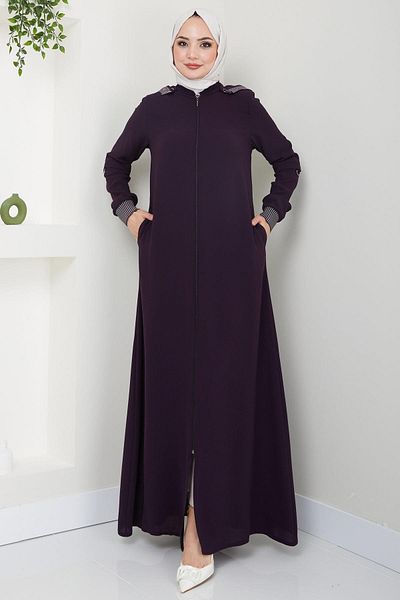 hafsamina Κουκούλα Ribbed Ferace Plum HM2395