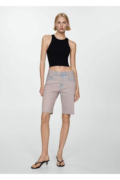 MANGO Woman Washed Look Denim Bermuda Shorts