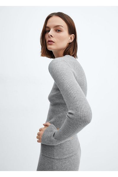 MANGO Woman Rib Sweater - Round neck
