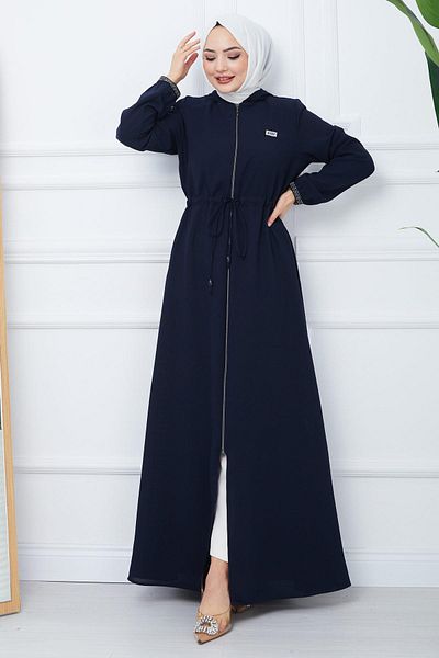 hafsamina Διχτυωτό με κουκούλα με δέσιμο Ferace Navy Blue HM2360