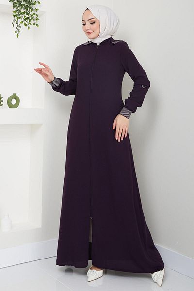 hafsamina Κουκούλα Ribbed Ferace Plum HM2395