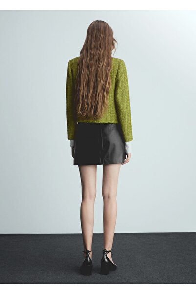 MANGO Woman Ζακέτα Tweed με κοσμήματα με κουμπιά