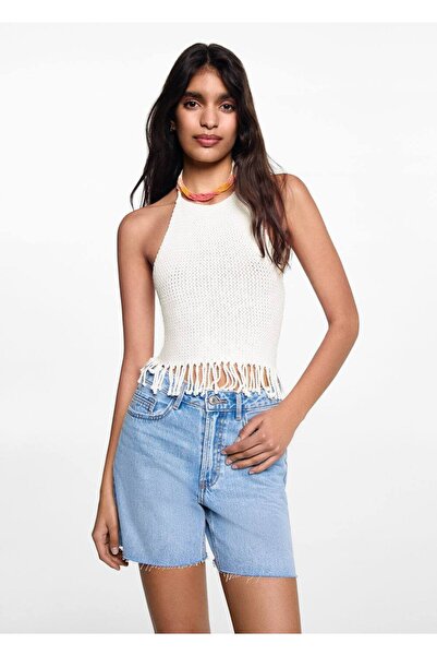 Mango Teen Bluză cu croșetat cu guler Halter