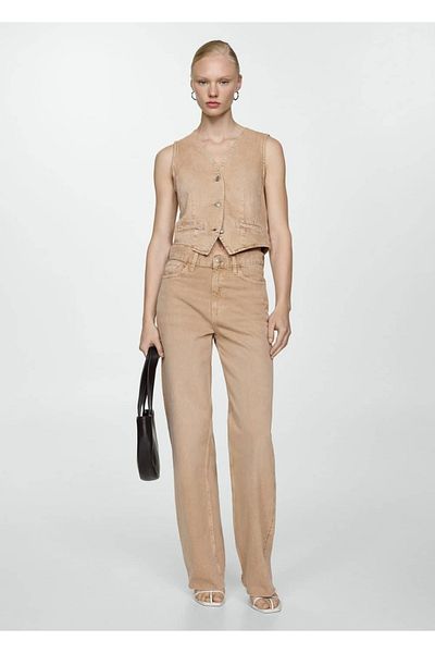 MANGO Woman Vesta din denim cusută